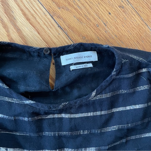 EUC Isabel Marant Sara Flowy Blouse Top Striped Metallic - Picture 8 of 9